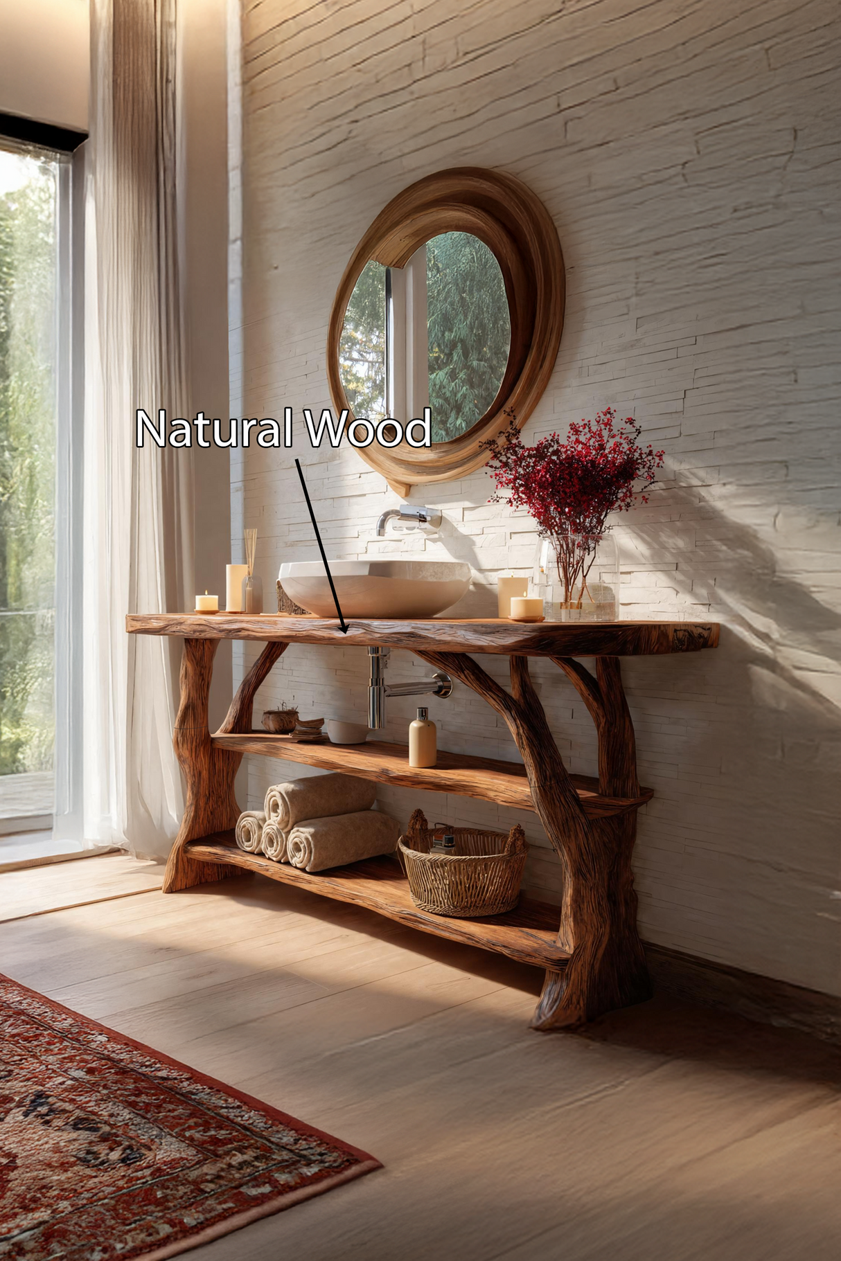 Farmhouse Handcrafted Live Edge Bathroom Vanity For Bathroom Decor