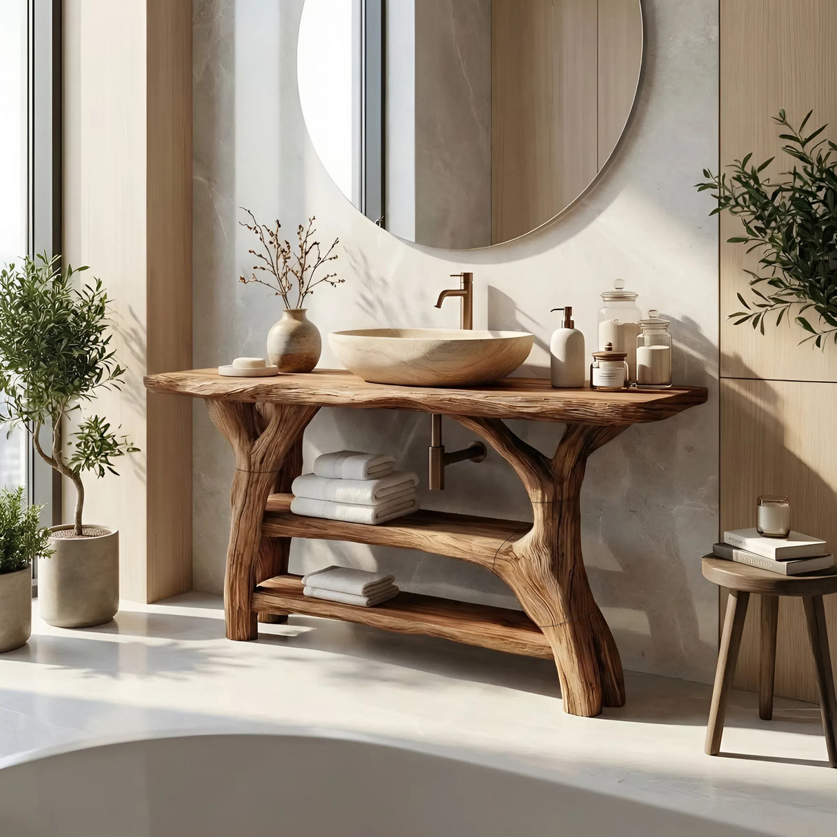 Minimalist Live Edge Vanity For Small Bathroom Design