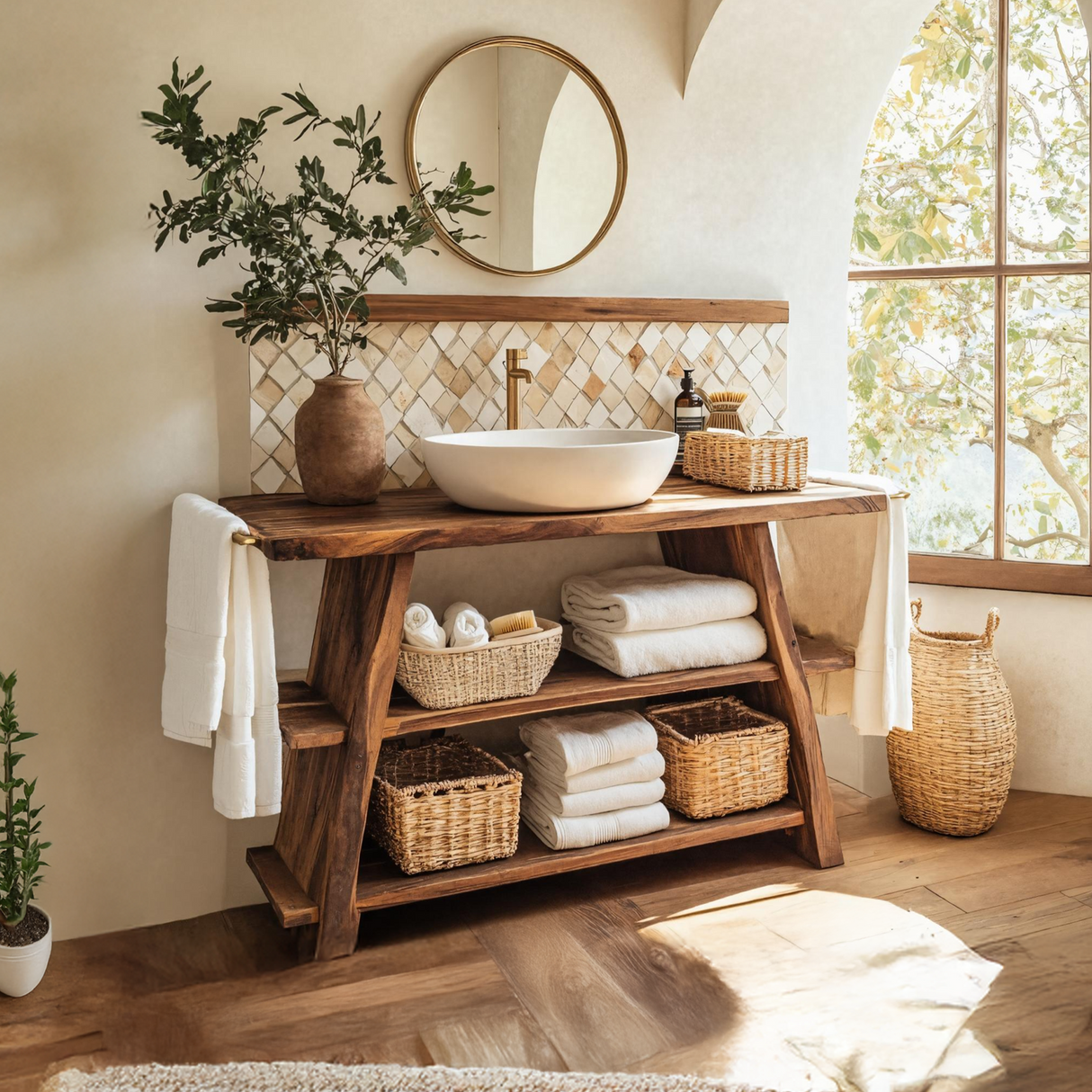 Rustic Vanity With Drawer For Compact Bathroom Spaces