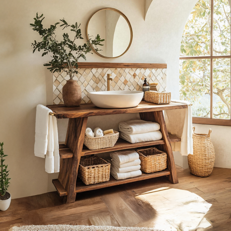 Rustic Vanity With Drawer For Compact Bathroom Spaces