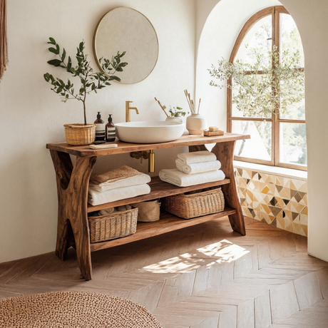 Handcrafted Live Edge Vanity For Bathroom Functionality