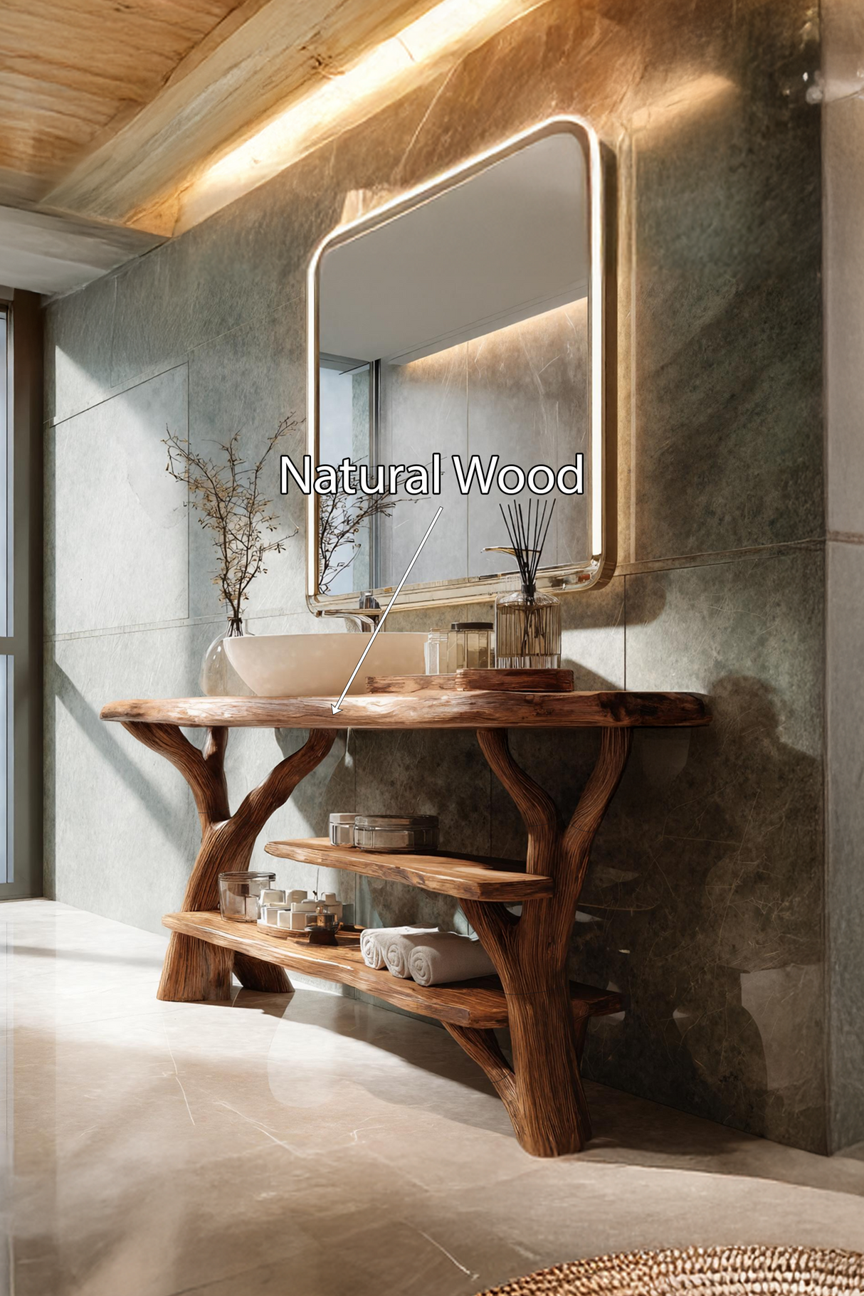 Farmhouse Rustic Solid Wood Vanity For Warm Bathroom Design