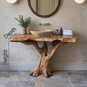 Handcrafted Solid Wood Bathroom Vanity Live Edge For Natural Spa Bath