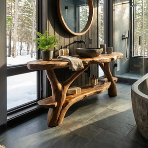 Minimalist Handmade Sink Vanity For Powder Bathroom