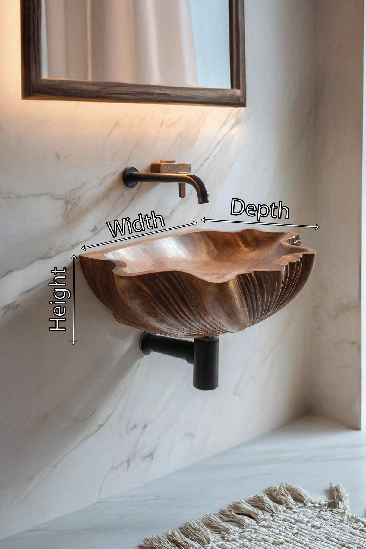 Mid Century Wooden Live Edge Wood Vanity Sink For Modern Bathroom Decor