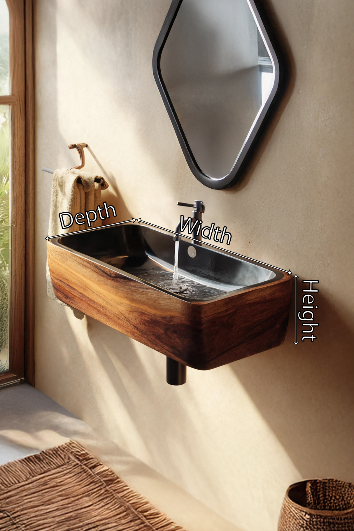 Modern Solid Wood Wash Basin For Spa Inspired Bathroom Decor