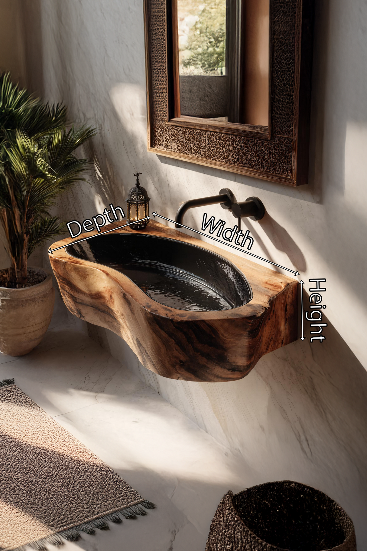 Handcrafted Live Edge Wood Vanity Sink For Natural Bathroom Decor