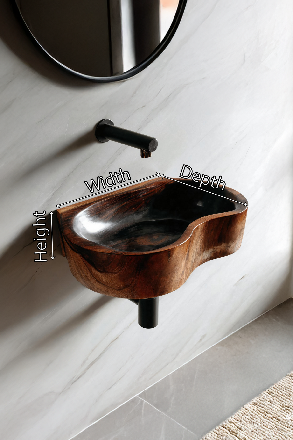 Mid Century Solid Wood Wash Basin For Elegant Bathroom Furniture Decor