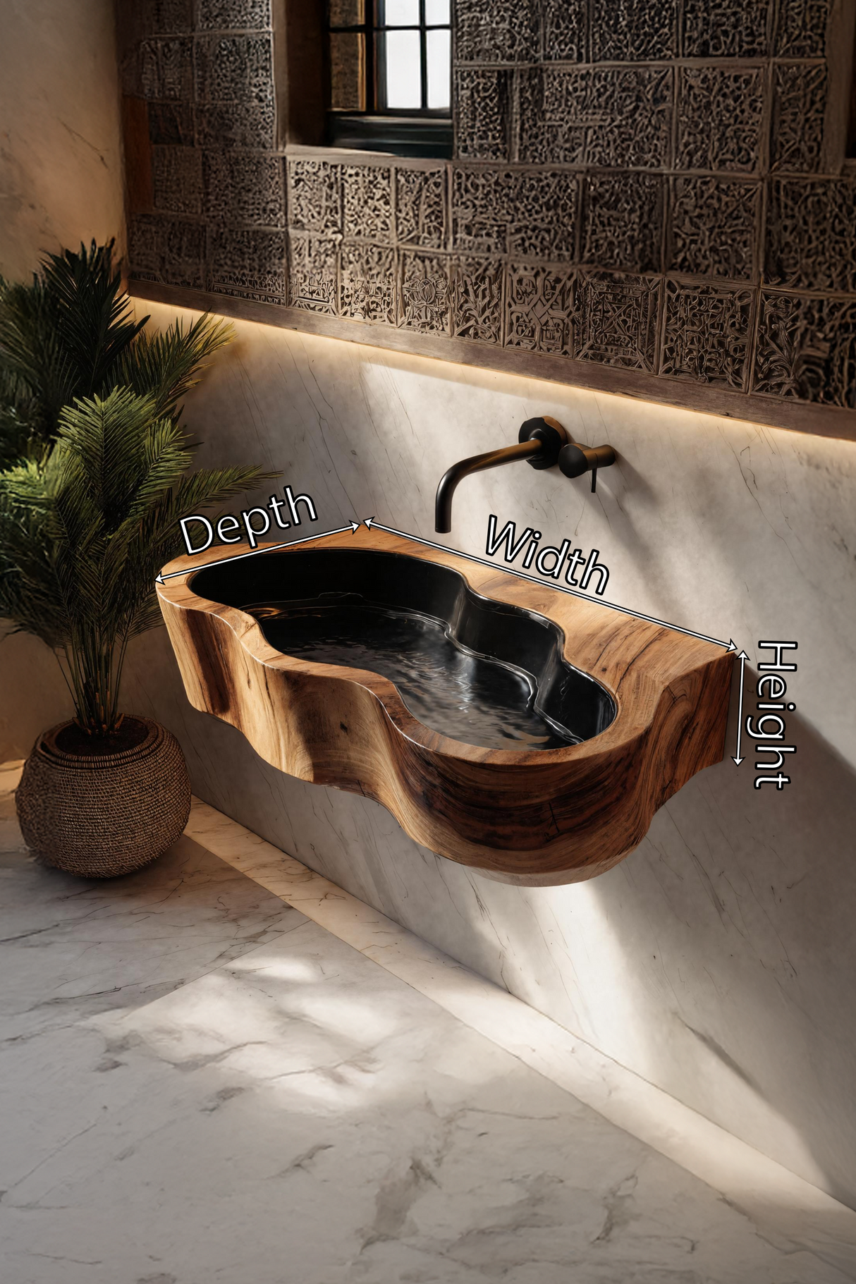 Modern Live Edge Wood Basin For Contemporary Bathroom Interior Design