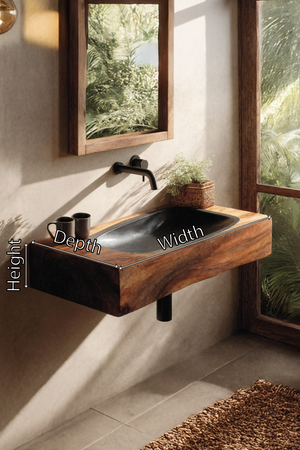 Farmhouse Wooden Live Edge Wood Basin For Organic Bathroom Design