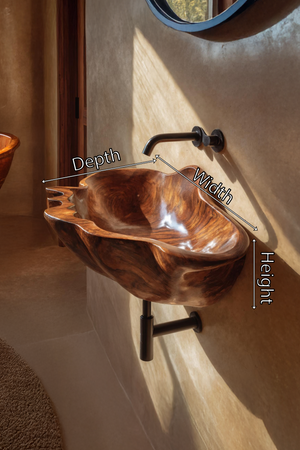 Handcrafted Solid Wood Wash Basin For Designer Furniture Decor Spaces