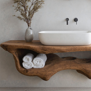 Mid Century Live Edge Floating Vanity Best Bathroom Decor