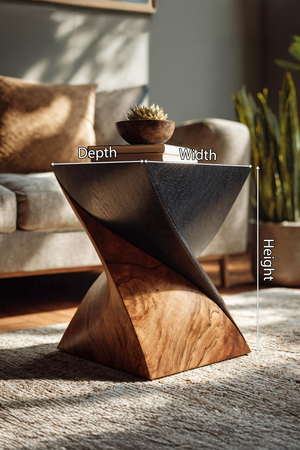 Handcrafted Wooden Side Table For Living Room Art Style
