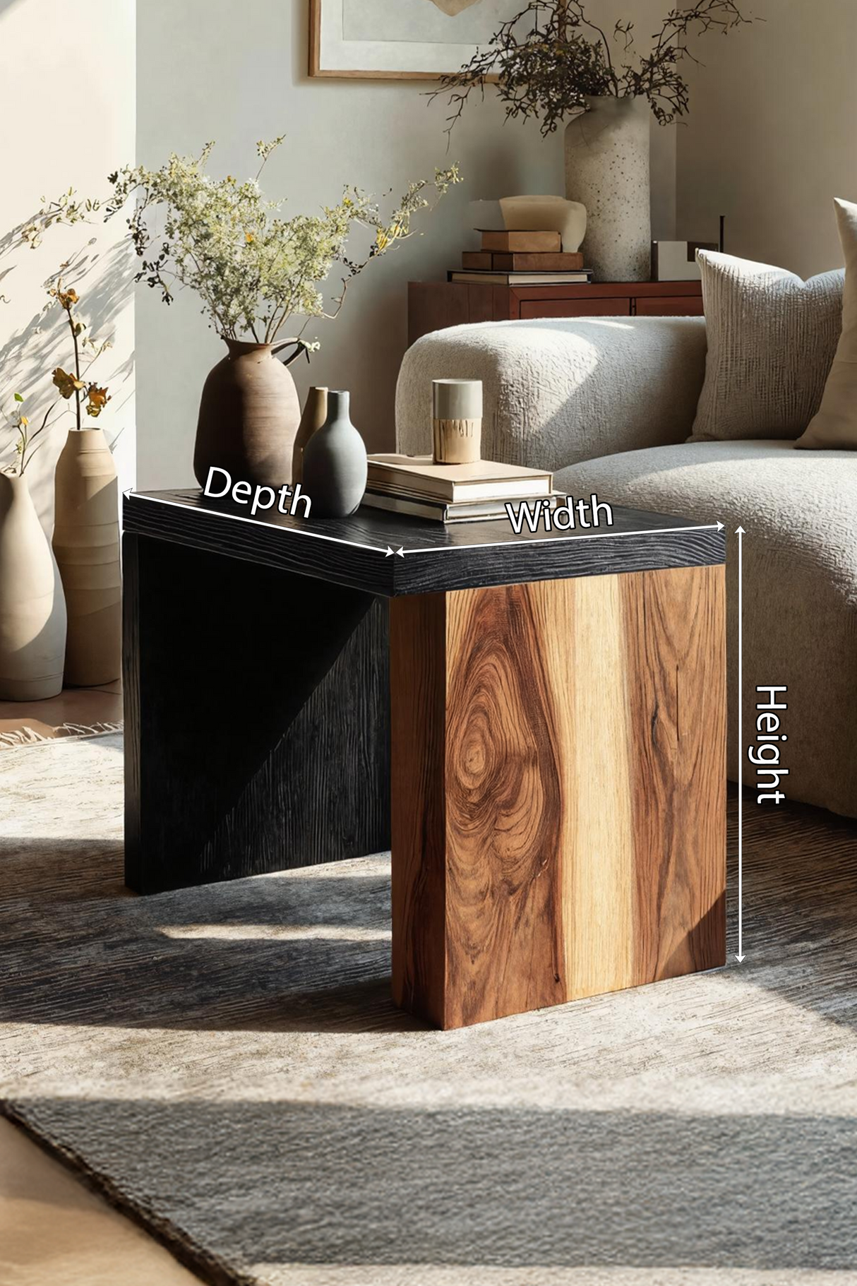 Farmhouse Solid Wood End Table For Bedroom Decor Accent