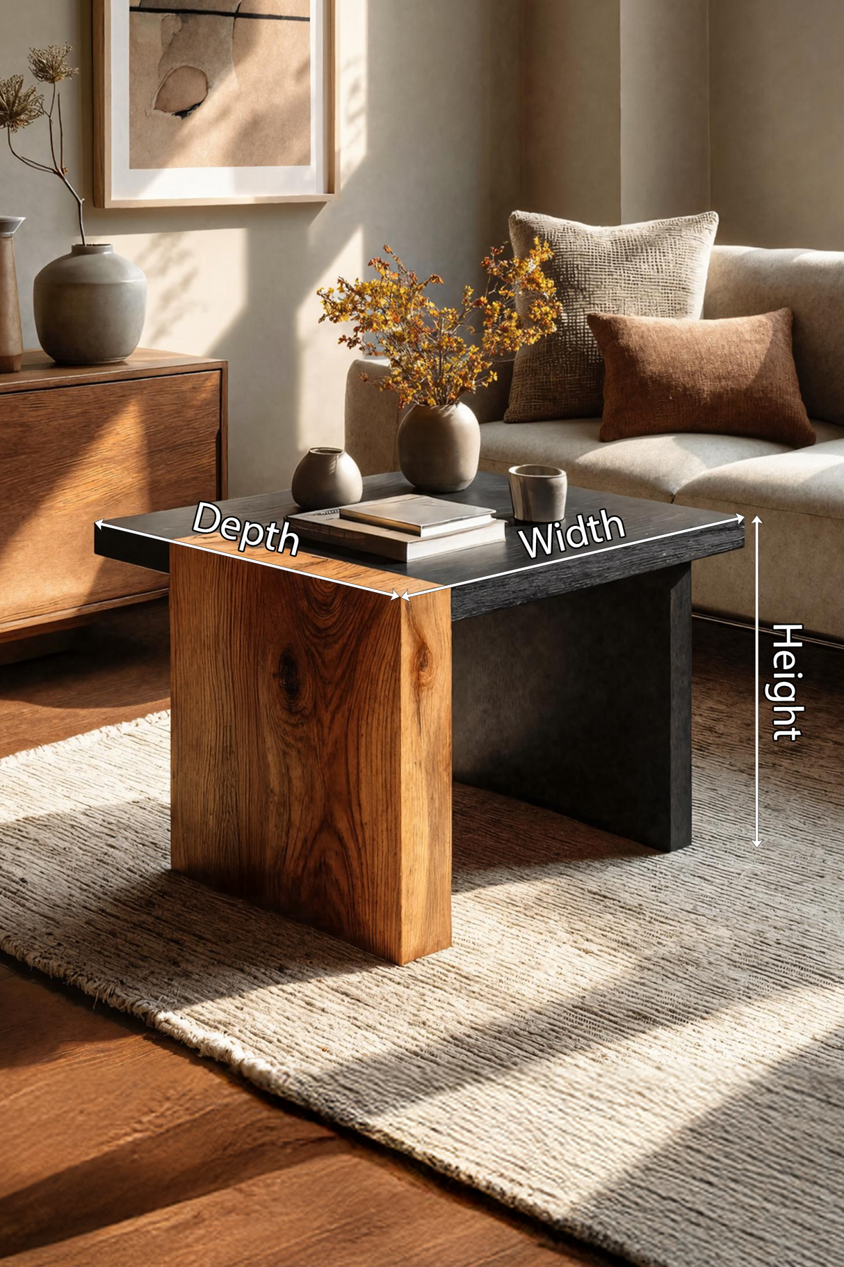 Handcrafted Live Edge Side Table For Rustic Cabin Decor