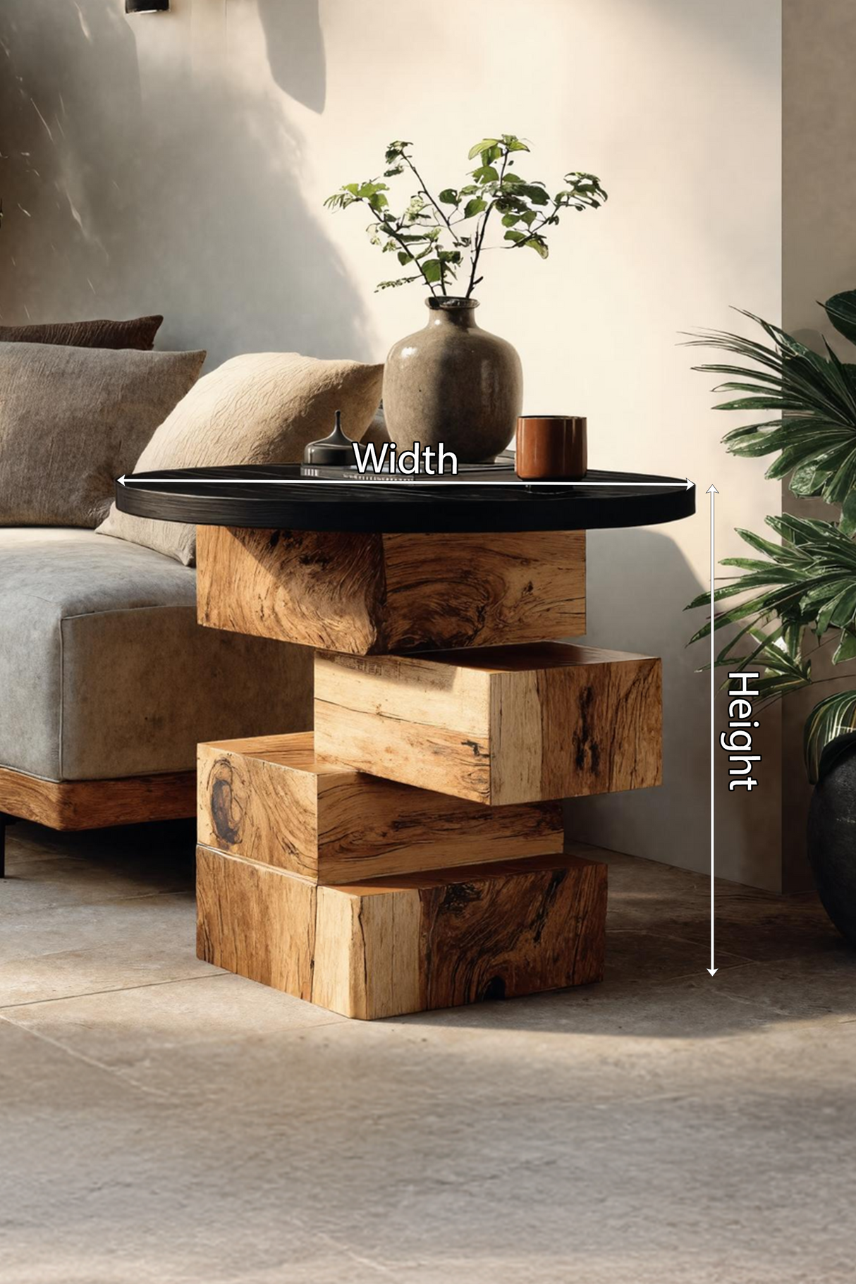 Handcrafted Wooden Side Table For Boho Furniture Styling