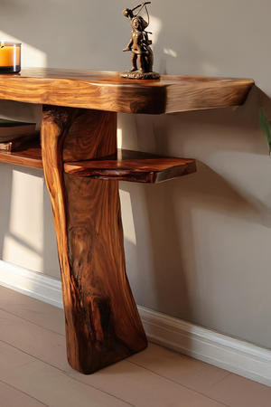 Modern Wooden Live Edge Console Table For Bedroom Decor