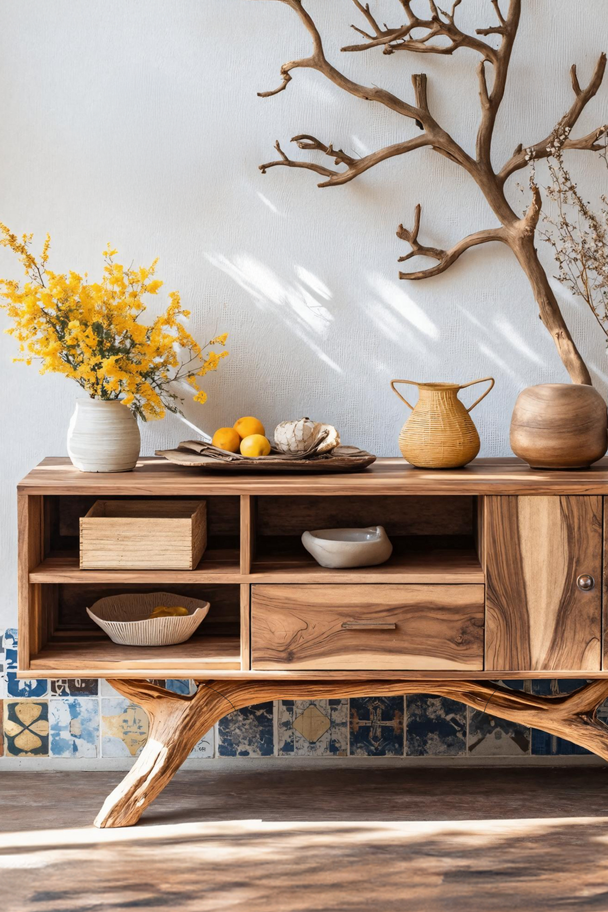 Mid Century Live Edge Entryway Table For Bedroom Decor Inspiration
