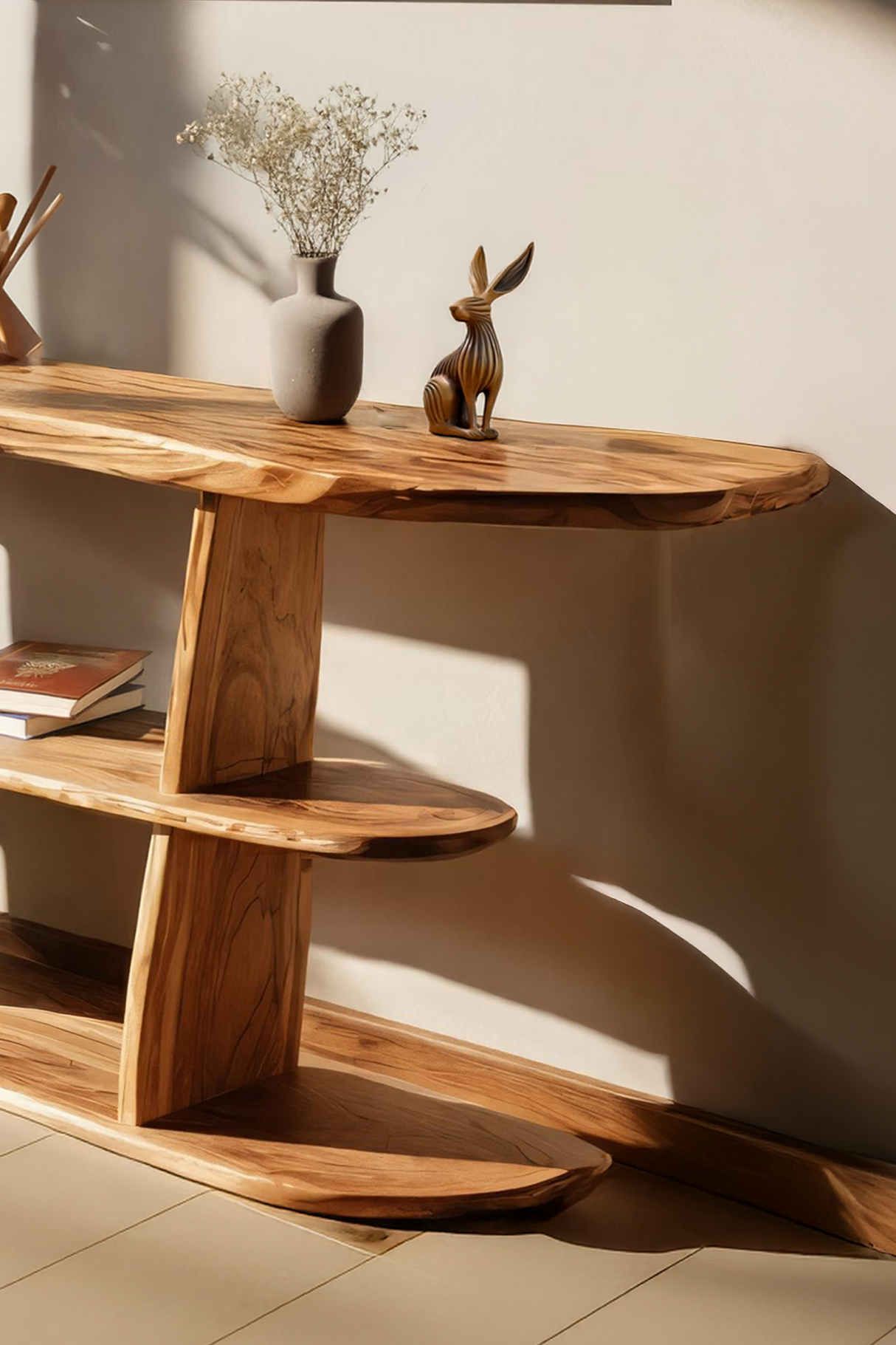 Mid Century Live Edge Console Table For Contemporary Decor