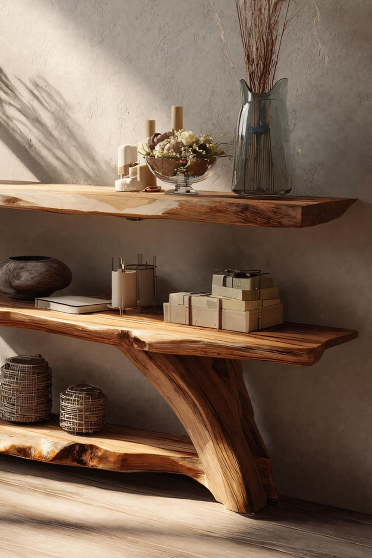 Modern Wooden Live Edge Console Table For Entryway Home Decoration