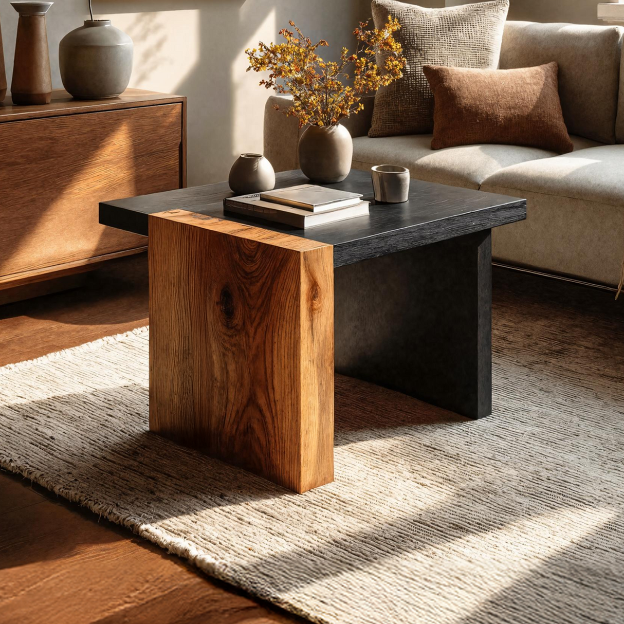 Handcrafted Live Edge Side Table For Rustic Cabin Decor