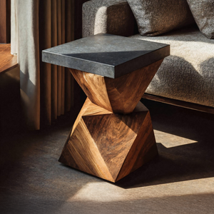 Farmhouse Solid Wood End Table For Cottage Living Room