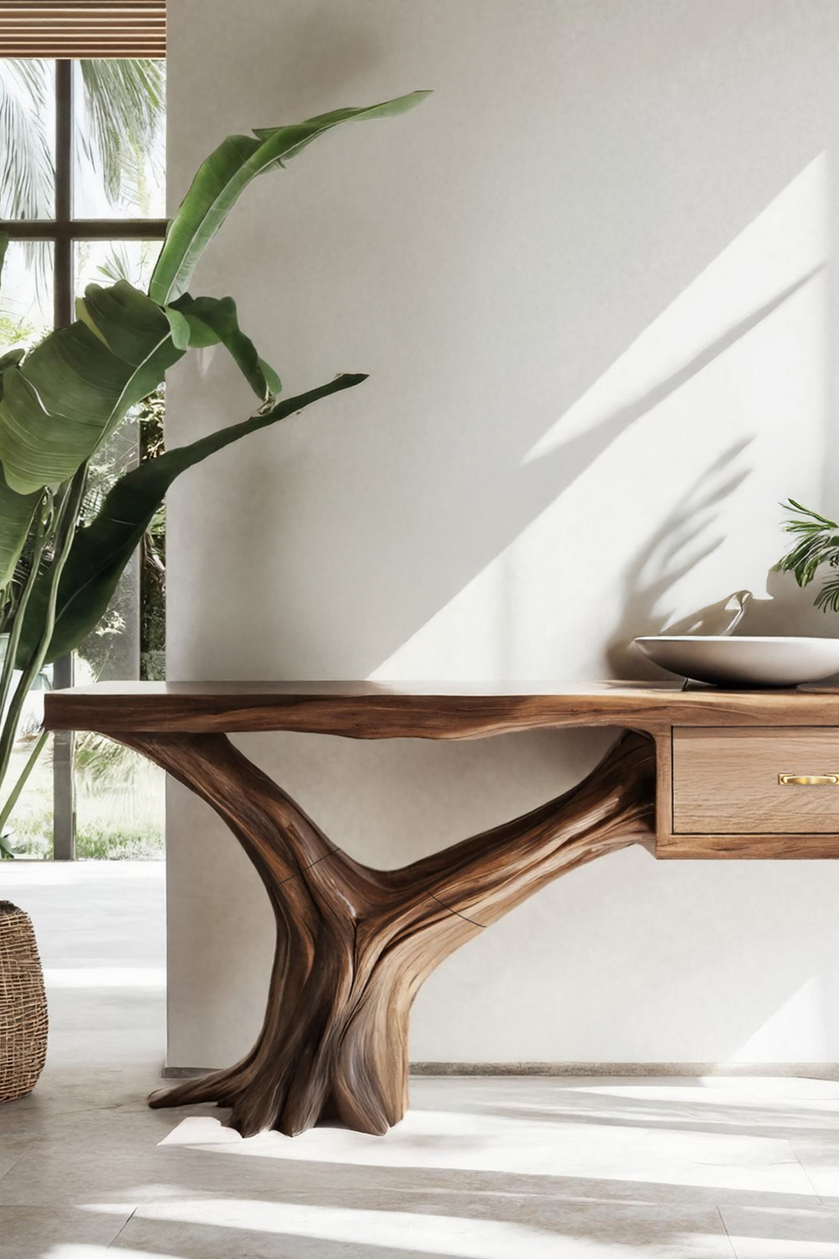 Farmhouse Wooden Console Table For Rustic Bedroom