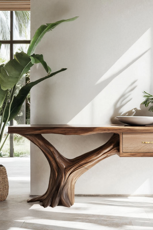 Farmhouse Wooden Console Table For Rustic Bedroom