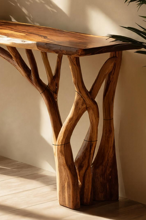 Modern Wooden Live Edge Console Table For Living Room Decoration