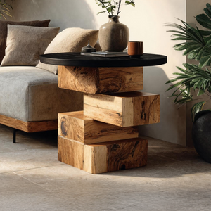 Handcrafted Wooden Side Table For Boho Furniture Styling