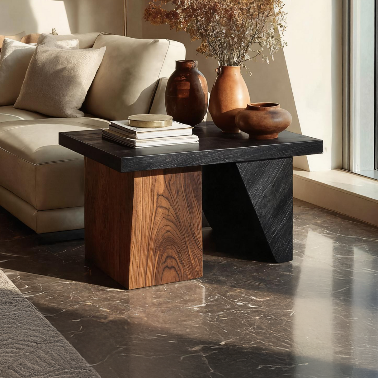 Modern Solid Wood End Table For Entryway Accent Table