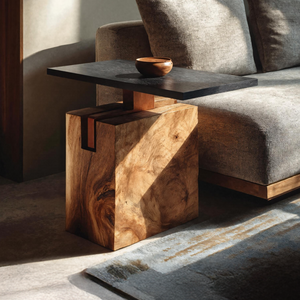 Handcrafted Solid Wood End Table For Coastal Home Style