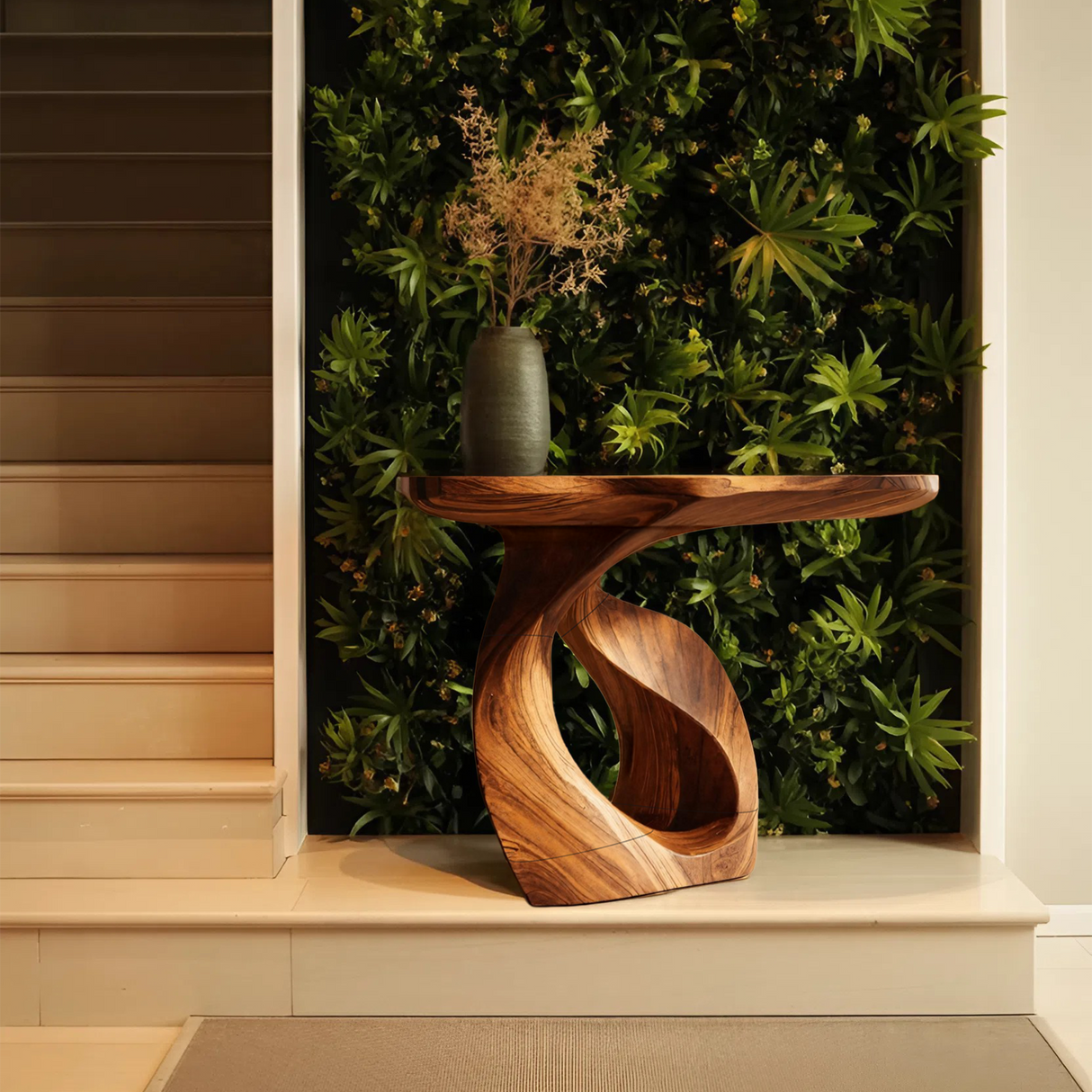 Handcrafted Solid Wood Console Table Organic Design For Entryway Decor