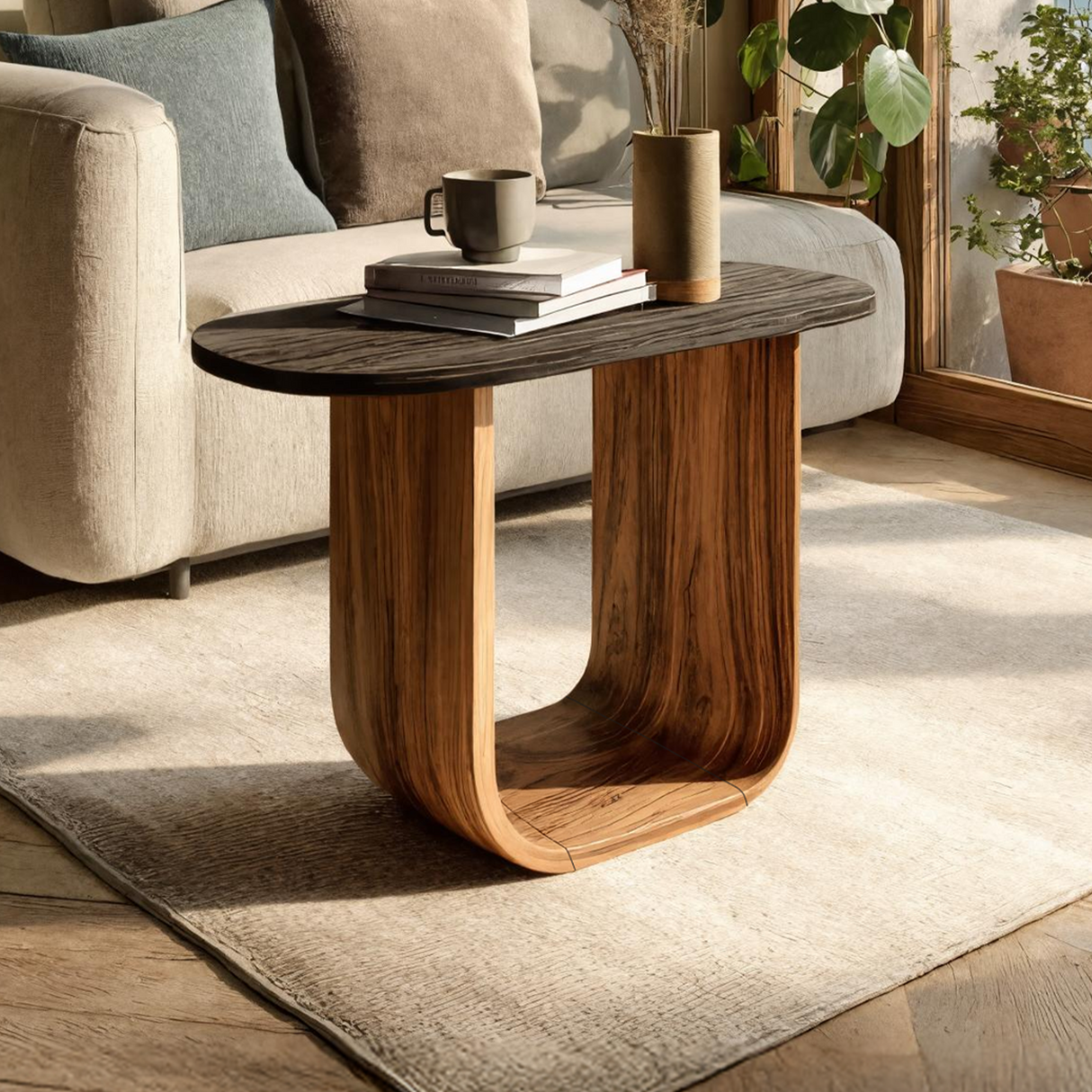 Modern Solid Wood End Table For Bedroom Furniture Decor