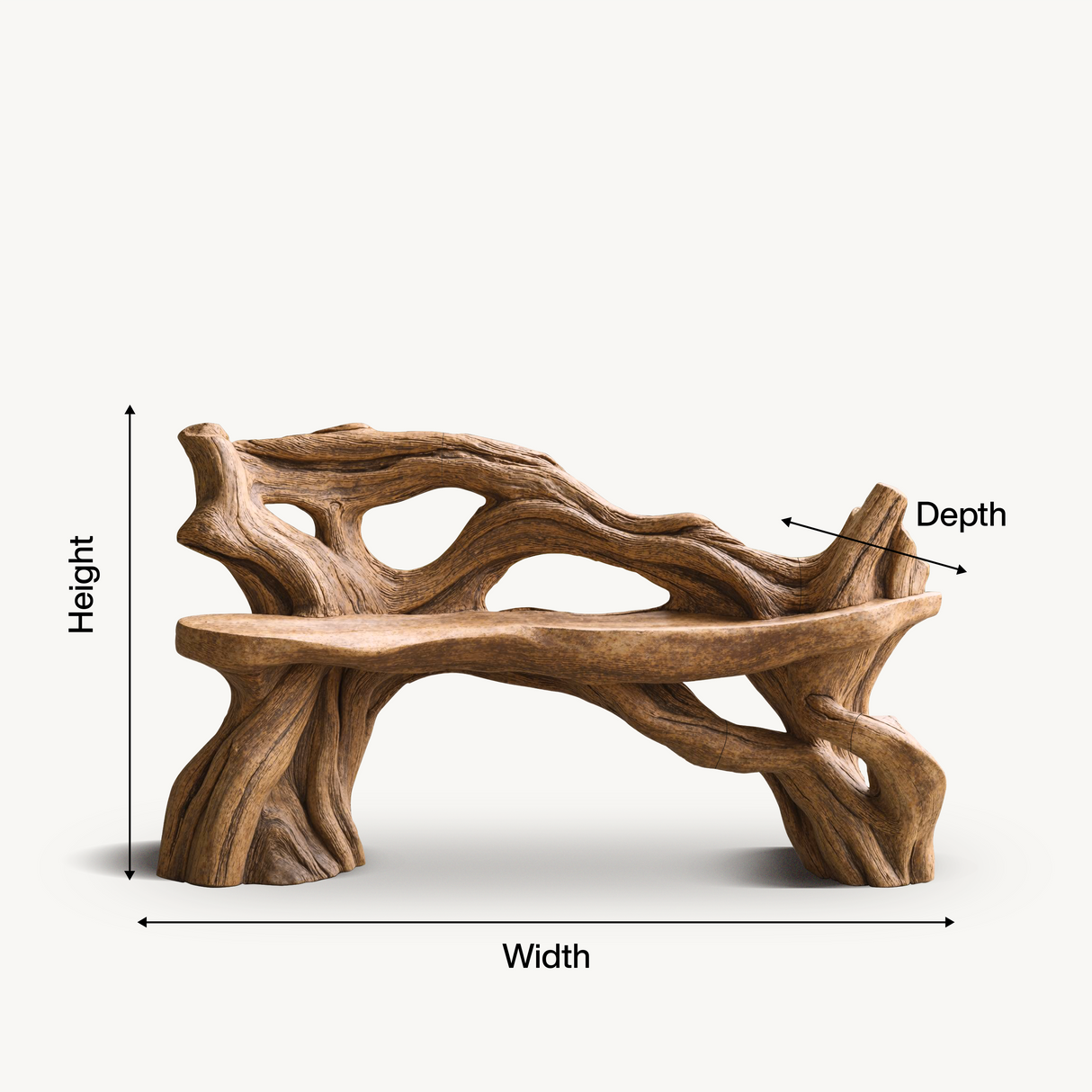Handcrafted Branch Bench Outdoor Decor For Hand Carved Gardens
