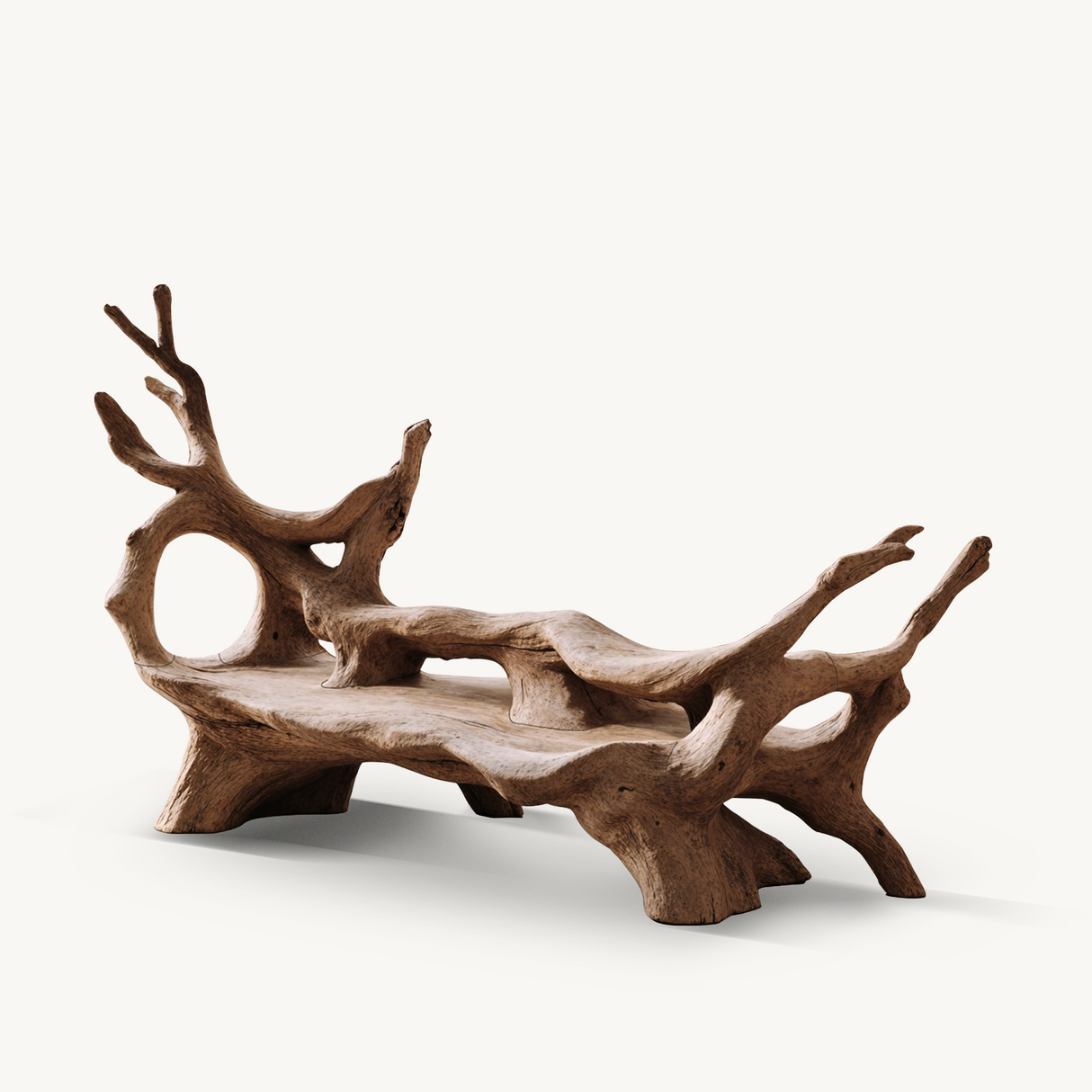 Mid Century Branch Bench For Retro Patio Ambiances