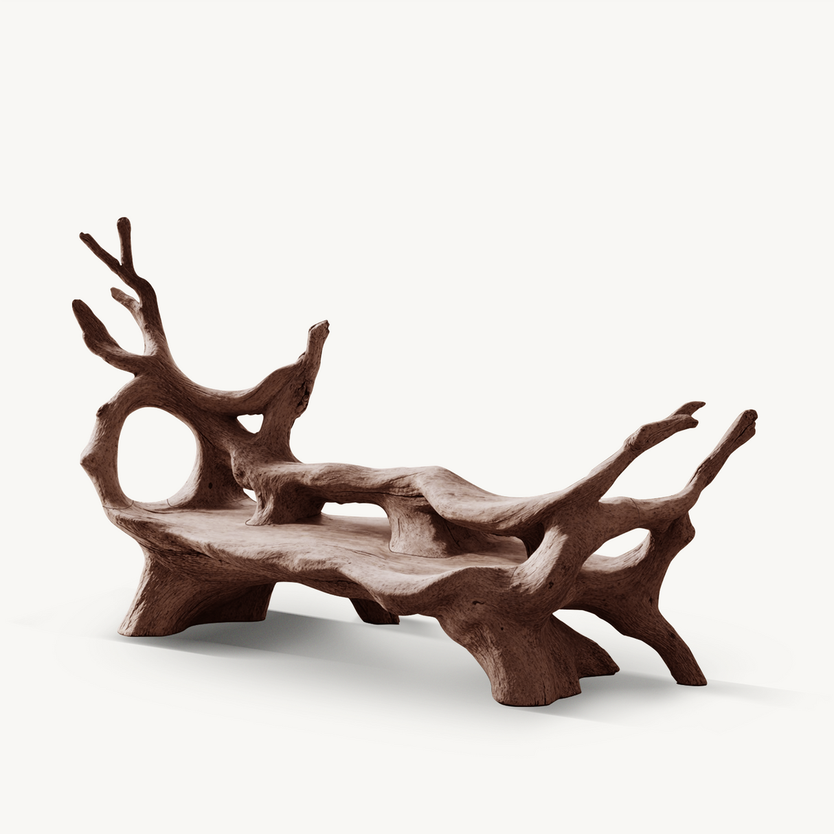 Mid Century Branch Bench For Retro Patio Ambiances