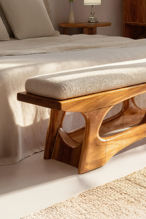 Handcrafted Curved Wood Bench For Furniture Styling