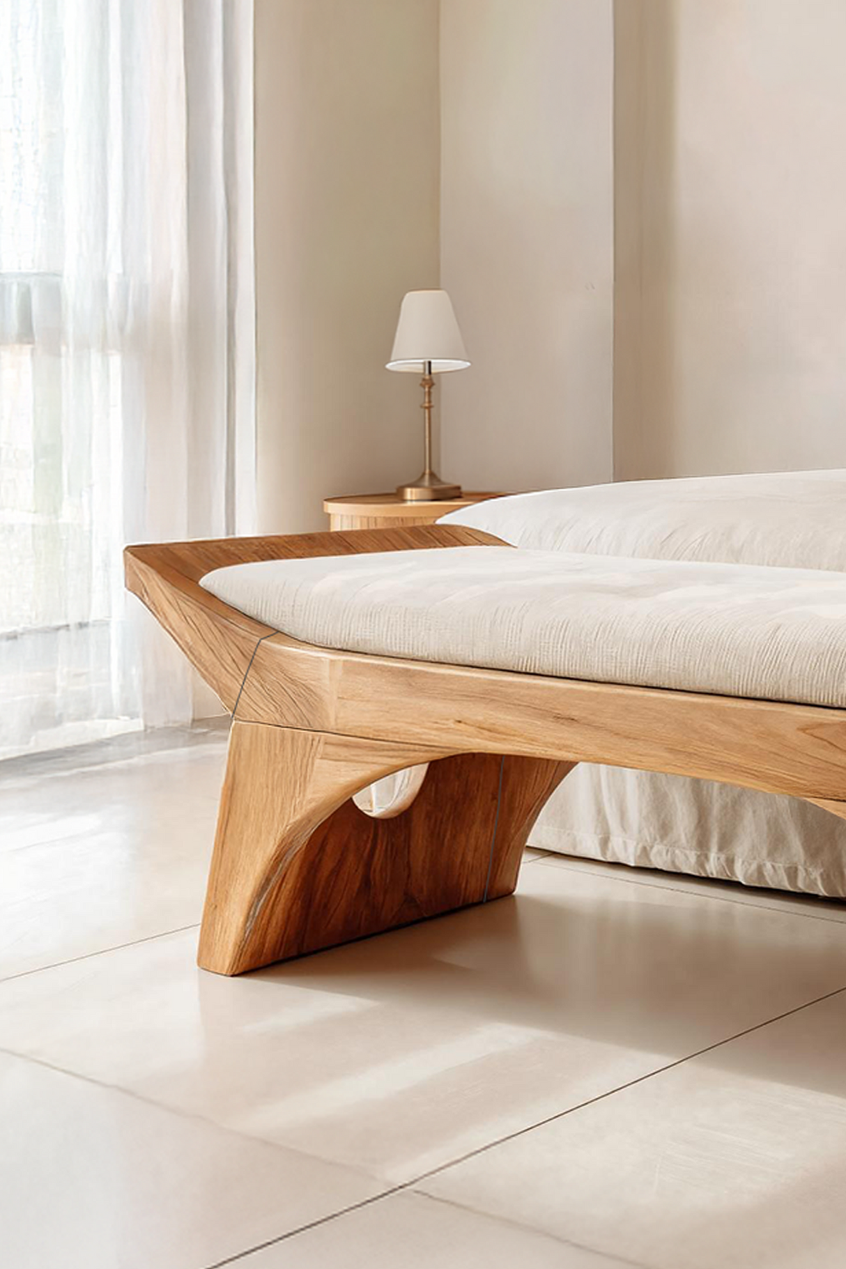 Farmhouse Wooden Bench With Shelf For Bedroom Setup