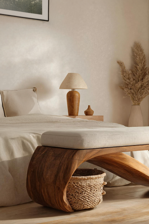 Mid Century Wooden Bench For End-of-Bed Placement