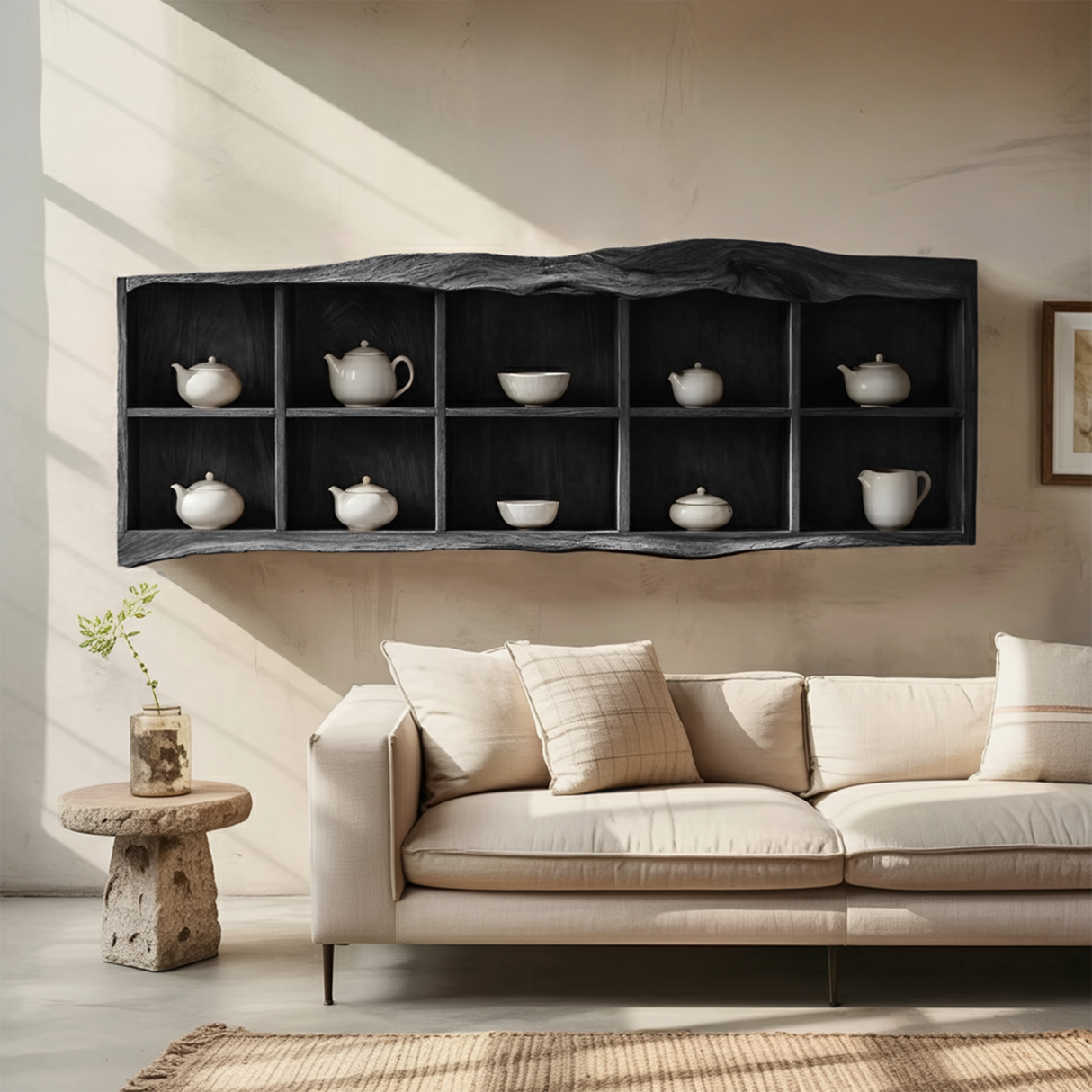 Handcrafted Live Edge Floating Shelf For Living Room Use