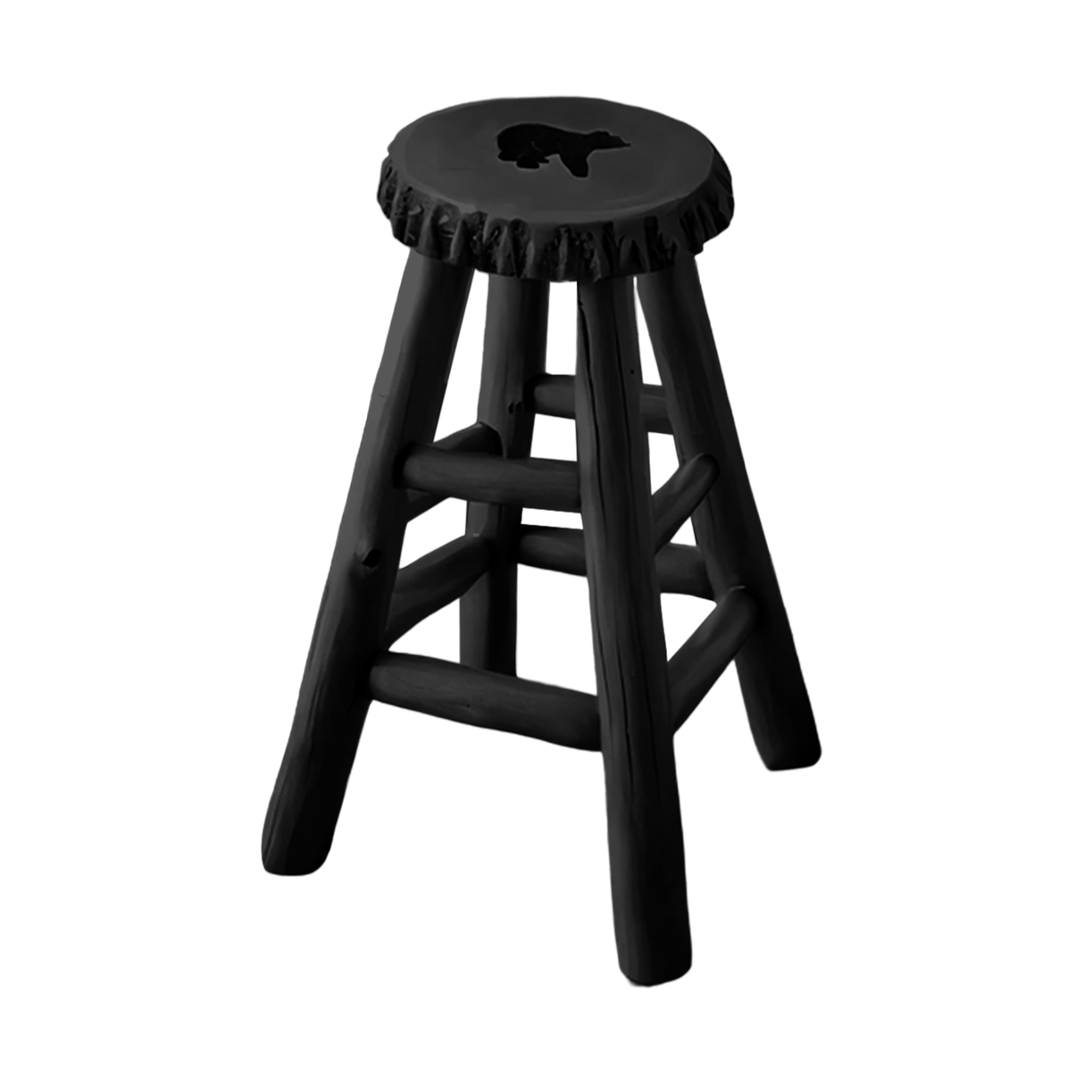 Rustic Black Bear Stool For Cabin Living Room Seating
