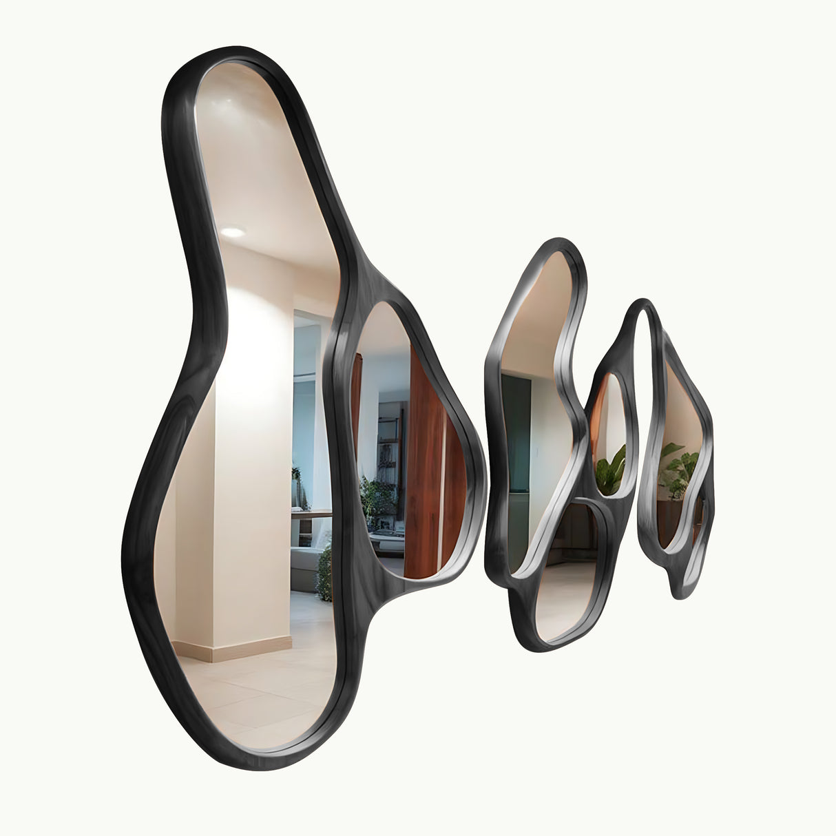 Sculptural Wall Mirror Set For Modern Entryway And Living Room
