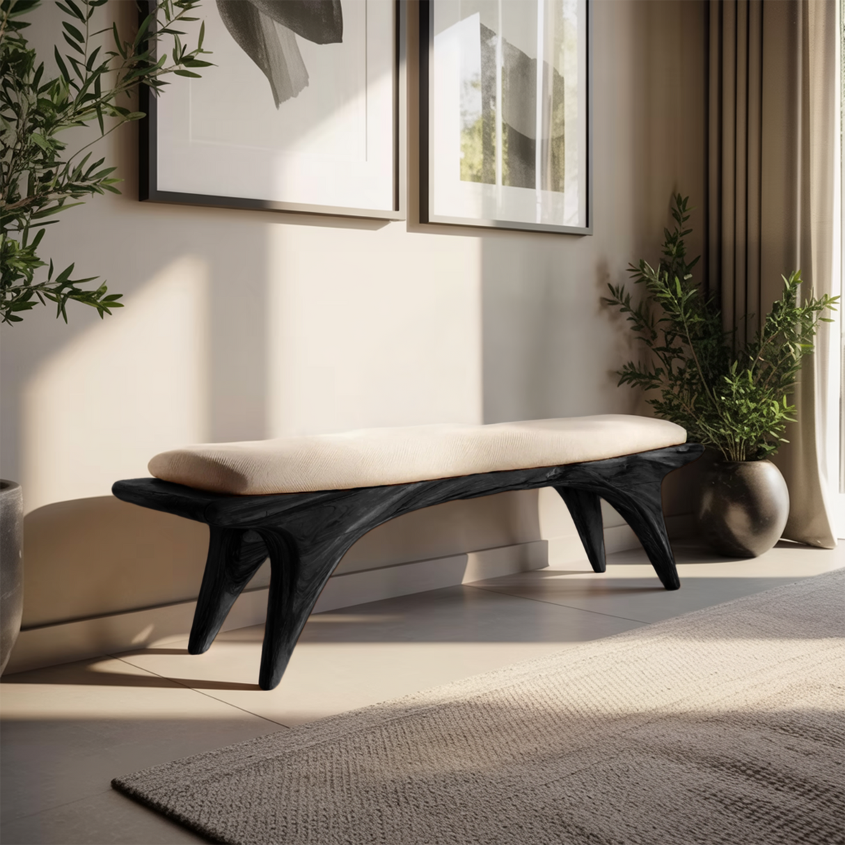 Organic Sculptural Bench For Hallway Furniture