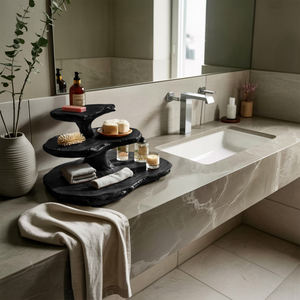 Modern Sculpted Bathroom Shelf Tiered For Clean Bathroom