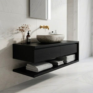 Contemporary Wall Mounted Wood Bathroom Vanity For Bathroom