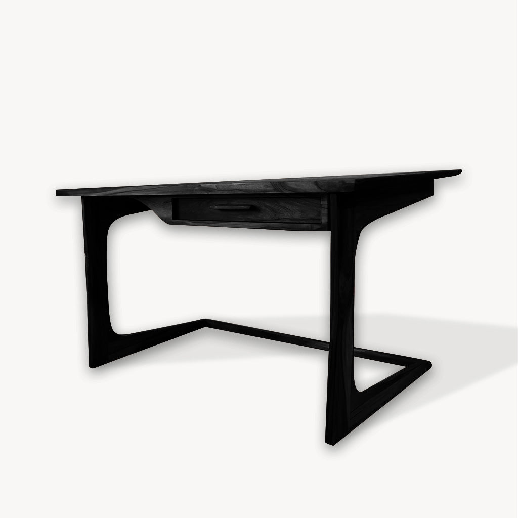 Mid Century Modern Desk With Drawer For Home Office And Workspace