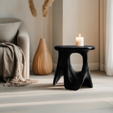 Modern Sculptural Carved Side Table For Living Room