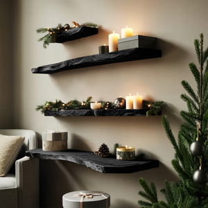 Handcrafted Solid Wood Floating Shelf For Holiday Living Room Design