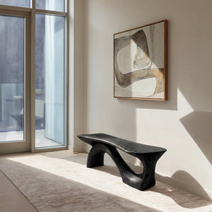 Modern Sculptural Bench With Organic Design For Living Room